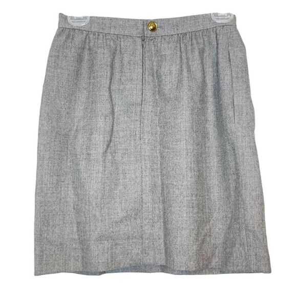 Vintage Valentino Boutique Grey Wool Skirt Logo Button Size 6 (Fits Current 0) - Picture 3 of 9